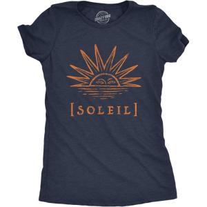 Womens Soleil Tshirt Cute Mother Sun Planet Earth Graphic Novelty Tee(Heather Navy)