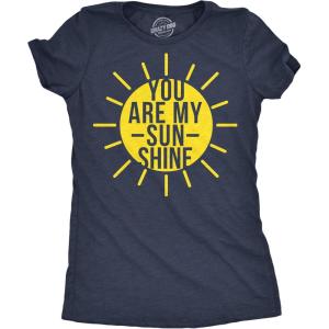 Womens You are My Sunshine T Shirt Funny Summer Tee Cute Adorable Graphic Tee(Heather Navy – Sunshine)