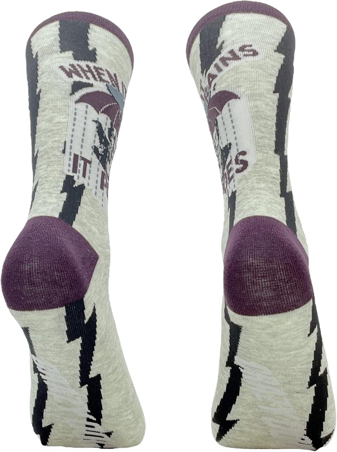 imageCrazy Dog Mens Socks When It Rains It Poes Funny Edgar Allan Poe Footwear