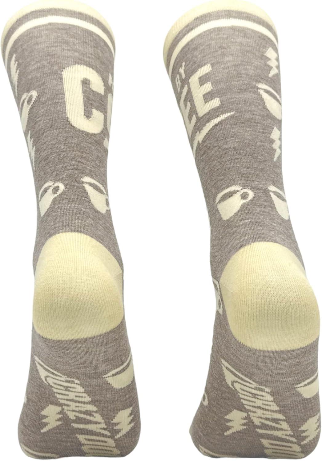 imageCrazy Dog TShirts Funny Coffee Socks for Men Powered by Coffee Crew Socks Comfy Cotton Gift for Caffeine Lovers amp Baristas