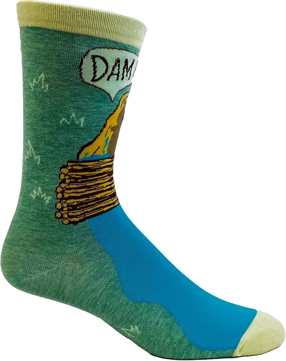 imageCrazy Dog TShirts Mens Dam It Socks Funny Beaver Dam Camping Novelty Graphic Footwear