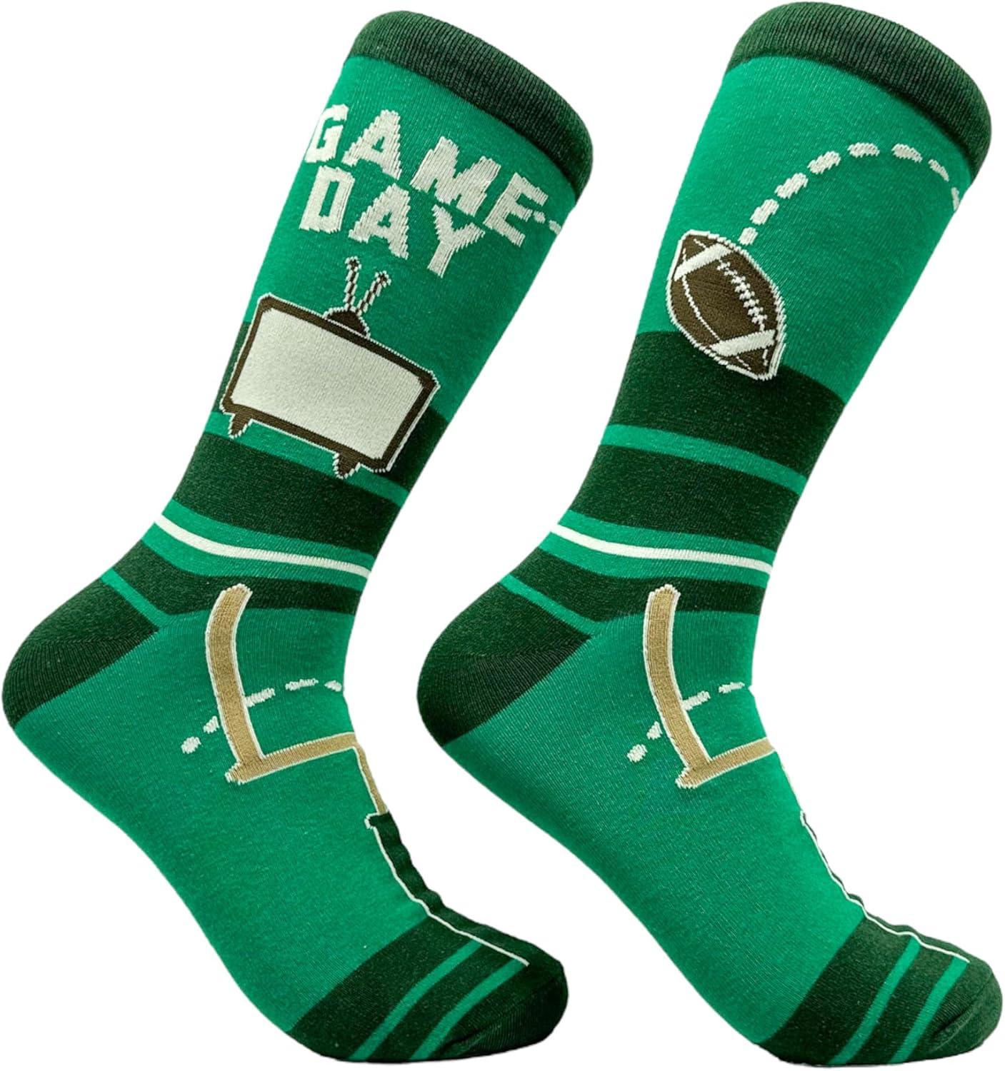 imageCrazy Dog TShirts Mens Funny Football Socks With Awesome Graphics For MenFootball 4 Pack