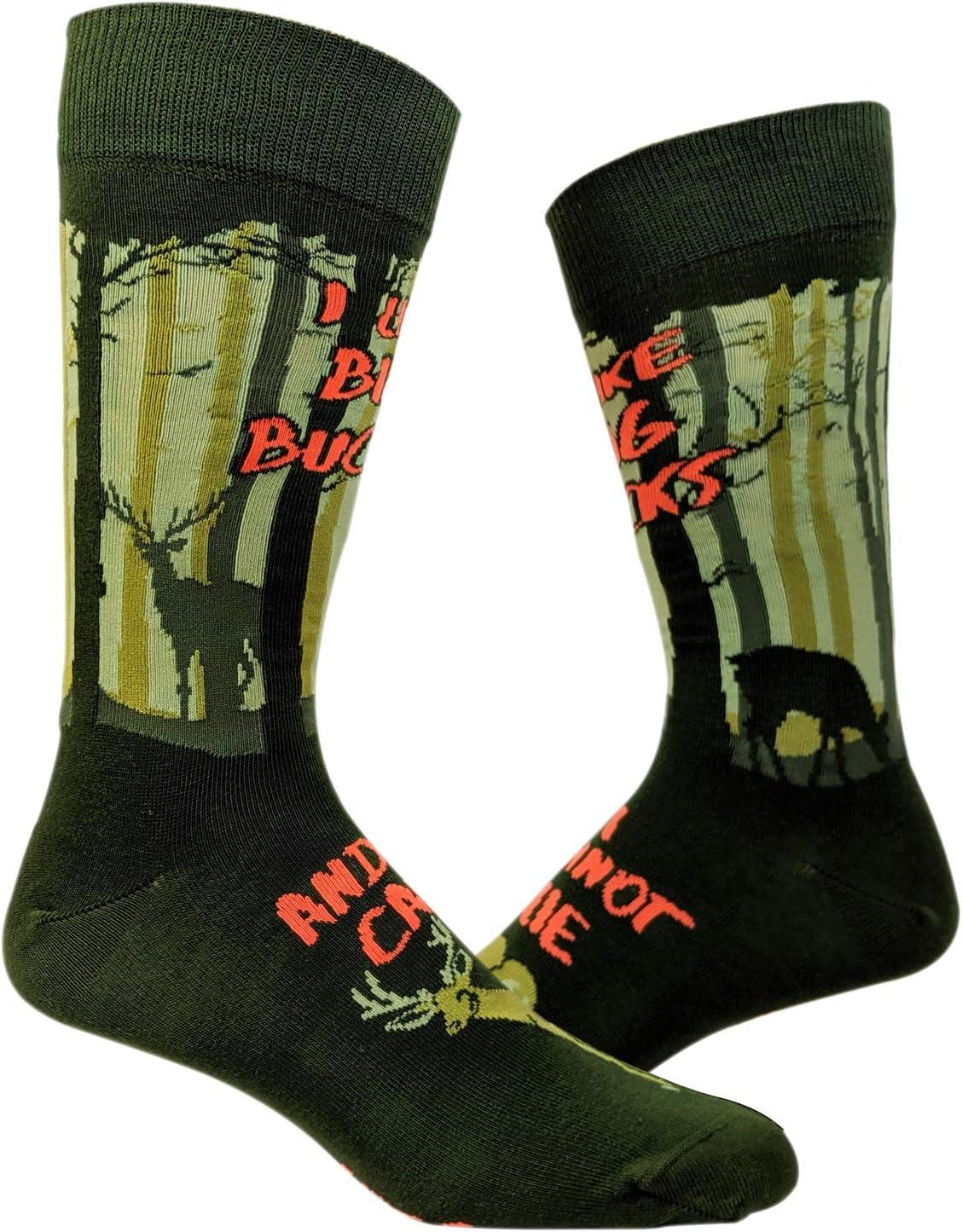 imageCrazy Dog TShirts Mens I Like Big Bucks And I Cannot Lie Novelty Socks Funny Hunting Gift for Dad or Husband Deer Hunter Sock
