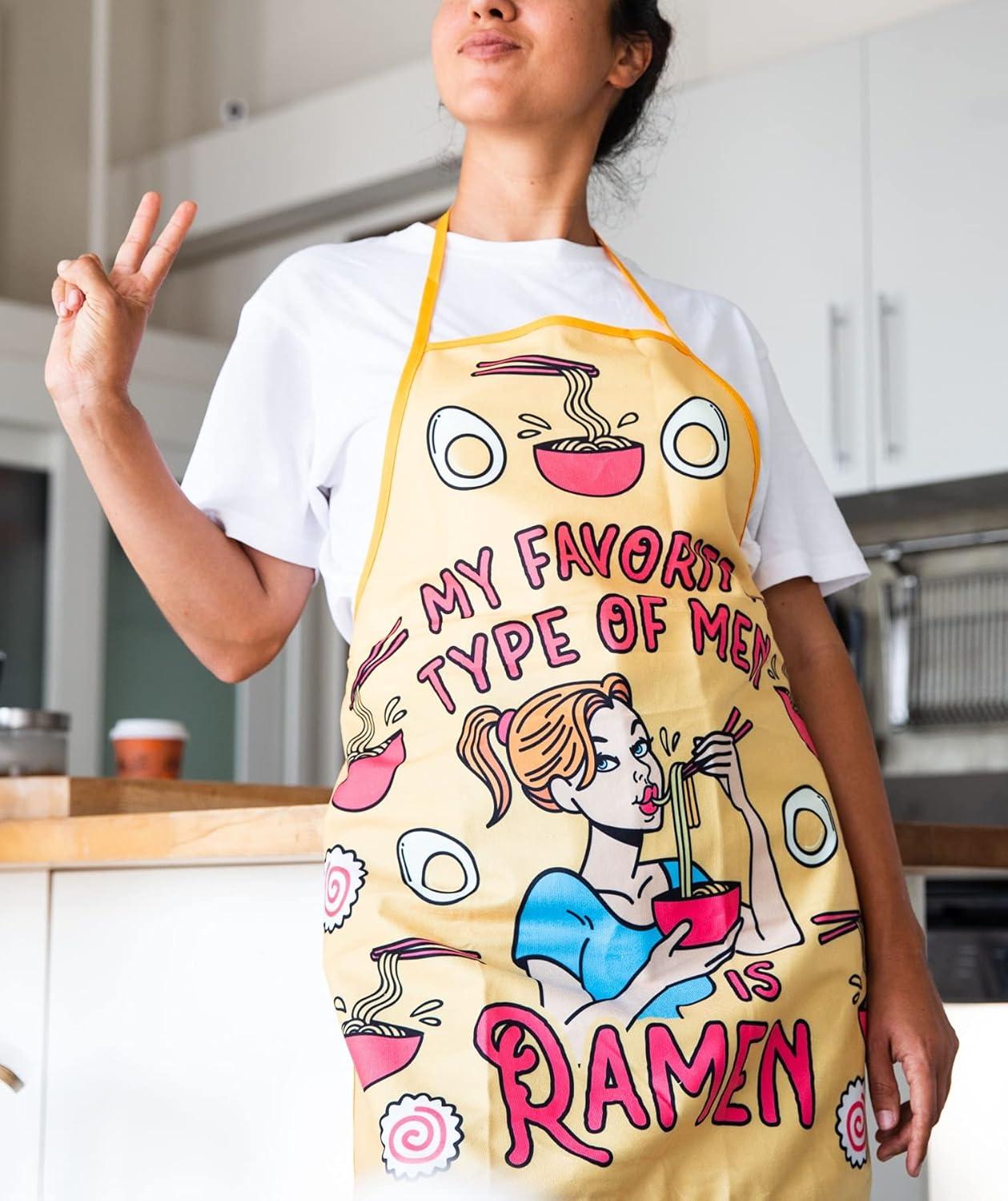 imageCrazy Dog TShirts My Favorite Type Of Men Is Ramen Funny Noodles Graphic Novelty Kitchen Smock