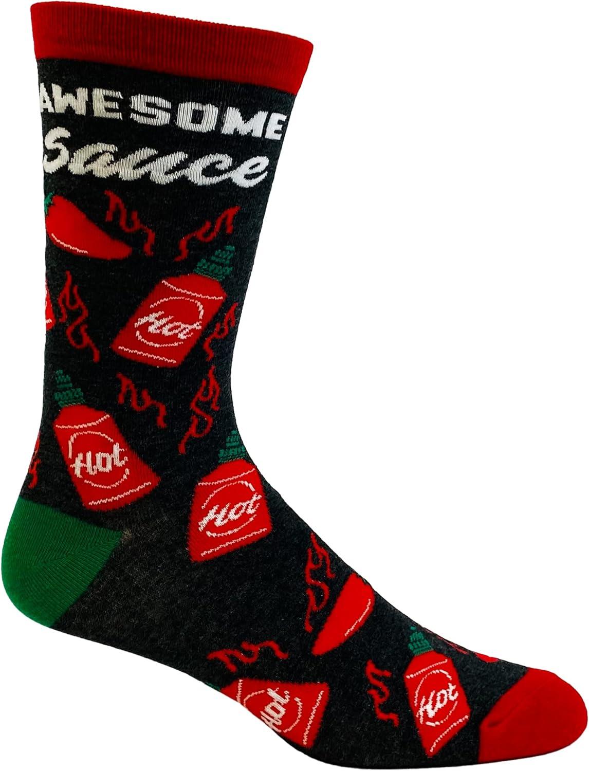 imageCrazy Dog TShirts Womens Awesome Sauce Socks Funny Spicy Hot Sauce Lover Graphic Novelty Footwear