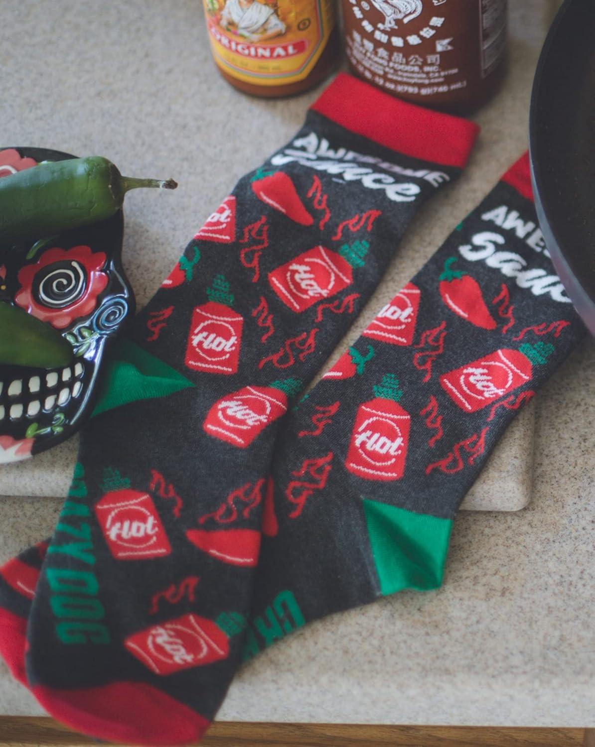 imageCrazy Dog TShirts Womens Awesome Sauce Socks Funny Spicy Hot Sauce Lover Graphic Novelty Footwear