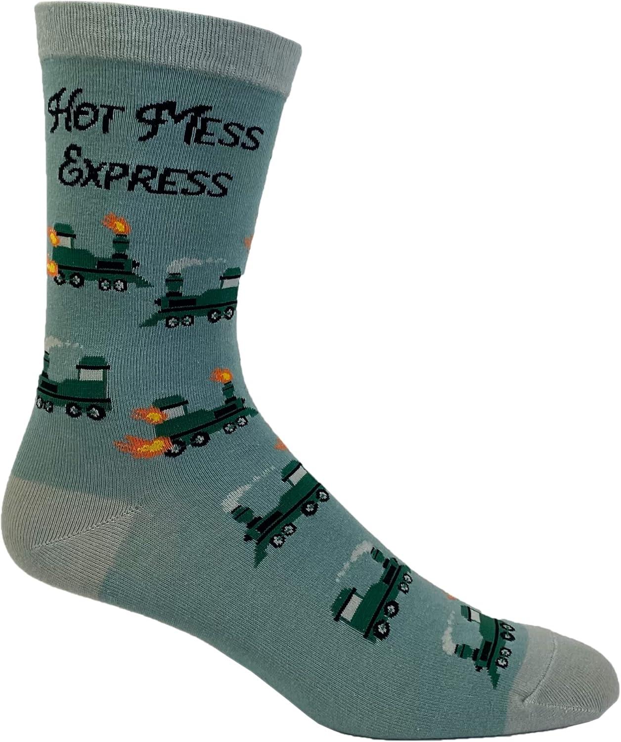 imageCrazy Dog TShirts Womens Hot Mess Express Socks Funny Train Hungover Party Sarcastic Graphic Novelty Footwear