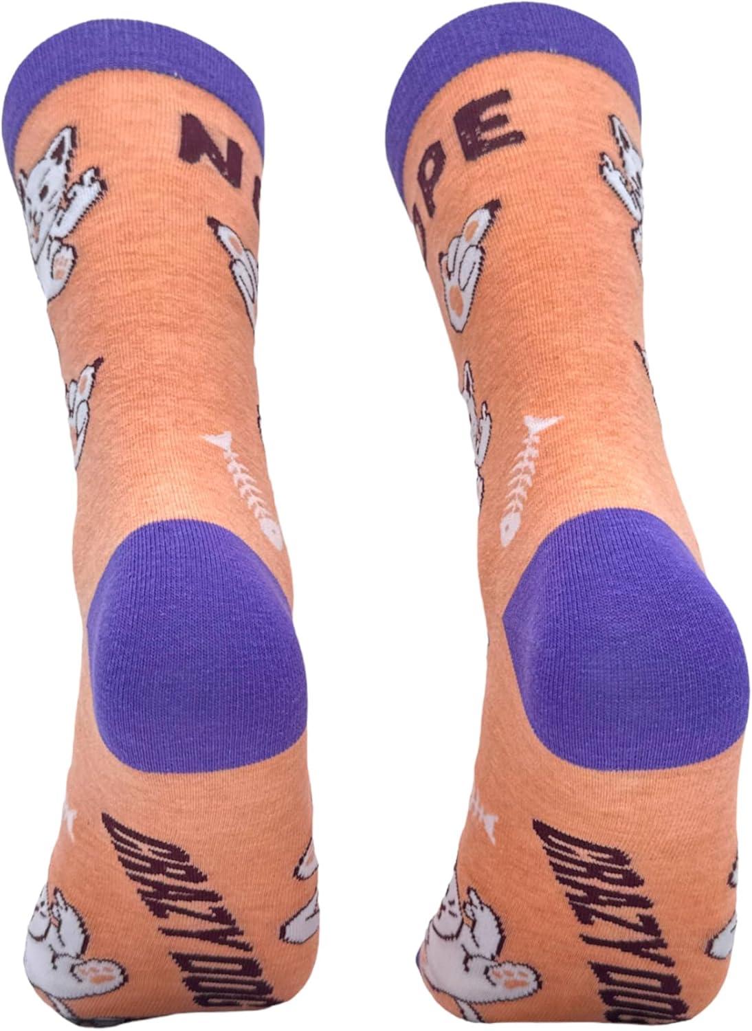 imageCrazy Dog TShirts Womens Nope Cat Socks Funny Offensive Kitten Middle Finger Novelty Footwear