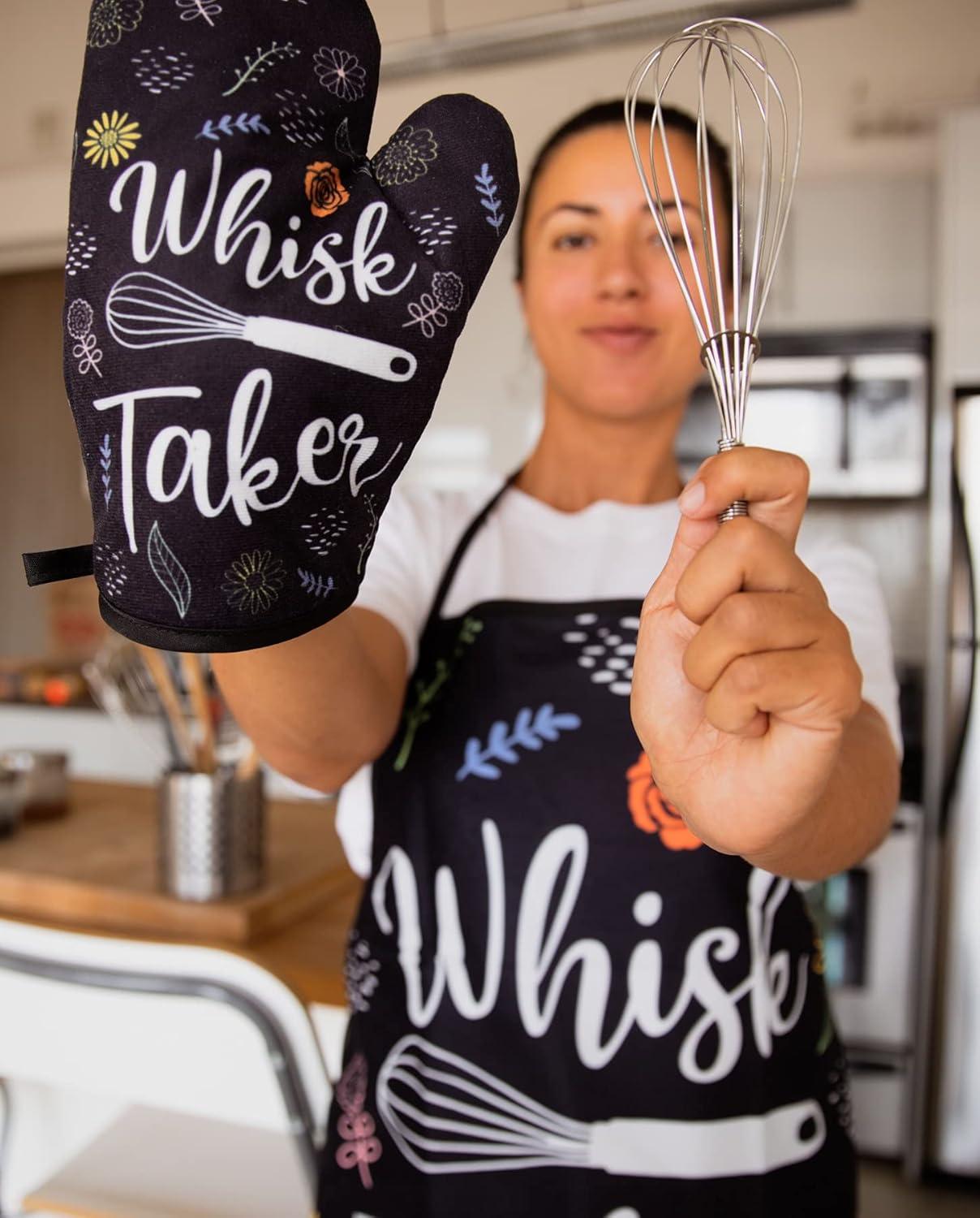 imageWhisk Taker Funny Kitchen Cooking Baking Graphic Novelty Kitchen Accessories Funny Graphic Kitchenwear Cool Food Novelty Cookware Black Oven MittOven Mitt Apron