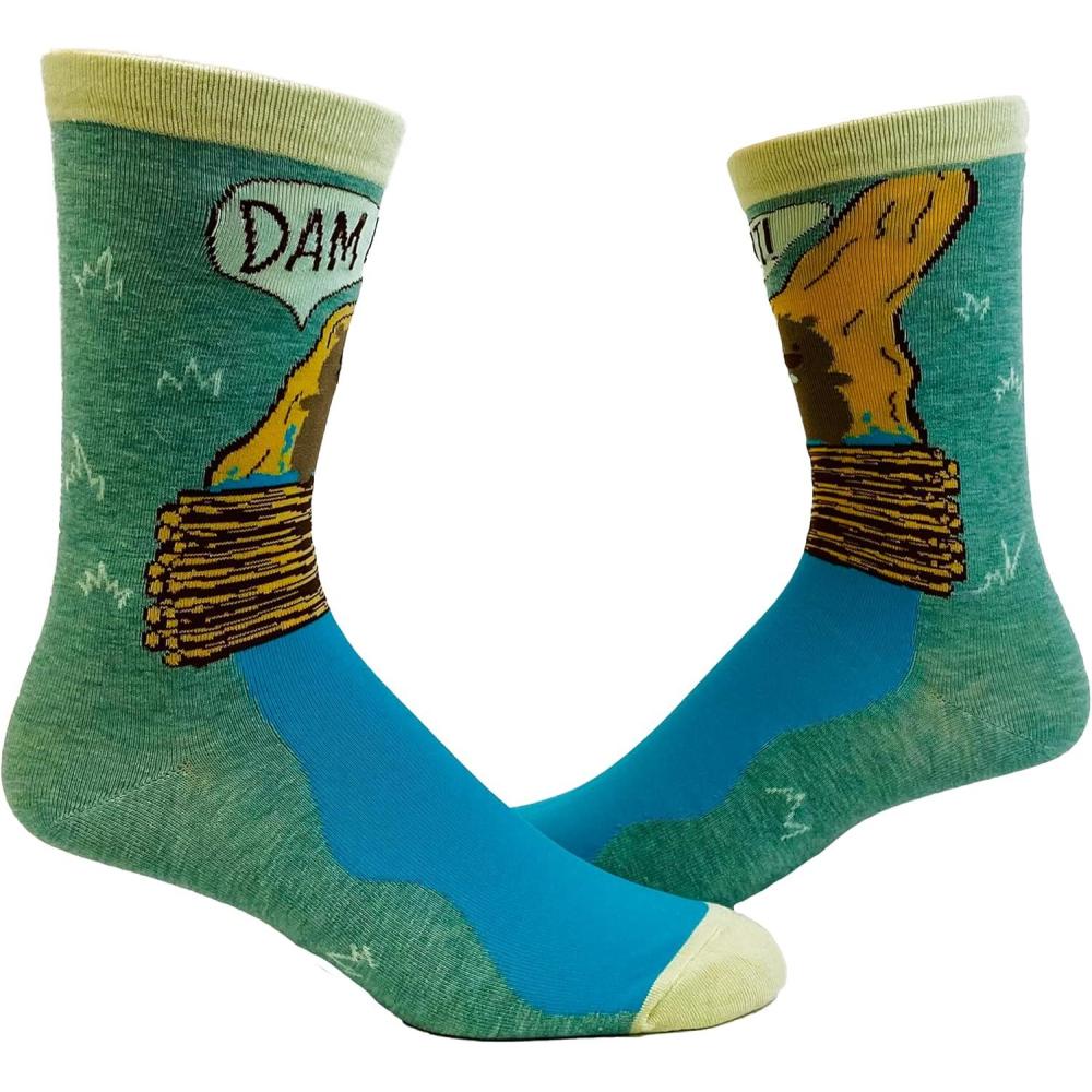 imageCrazy Dog TShirts Mens Dam It Socks Funny Beaver Dam Camping Novelty Graphic Footwear