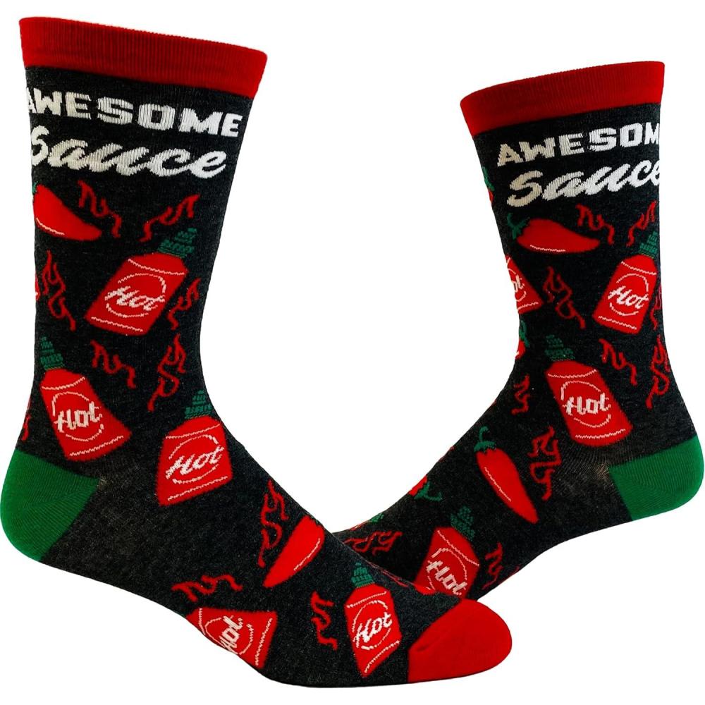 imageCrazy Dog TShirts Womens Awesome Sauce Socks Funny Spicy Hot Sauce Lover Graphic Novelty Footwear