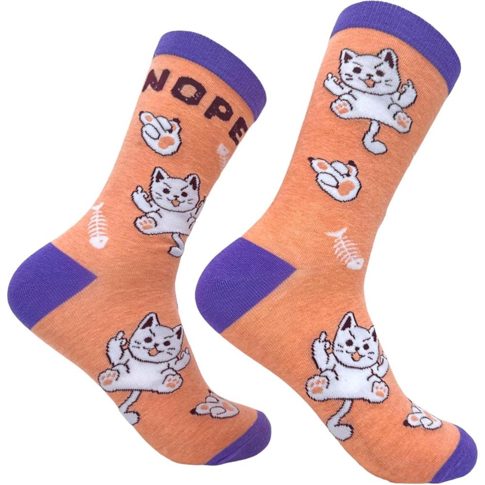 imageCrazy Dog TShirts Womens Nope Cat Socks Funny Offensive Kitten Middle Finger Novelty Footwear
