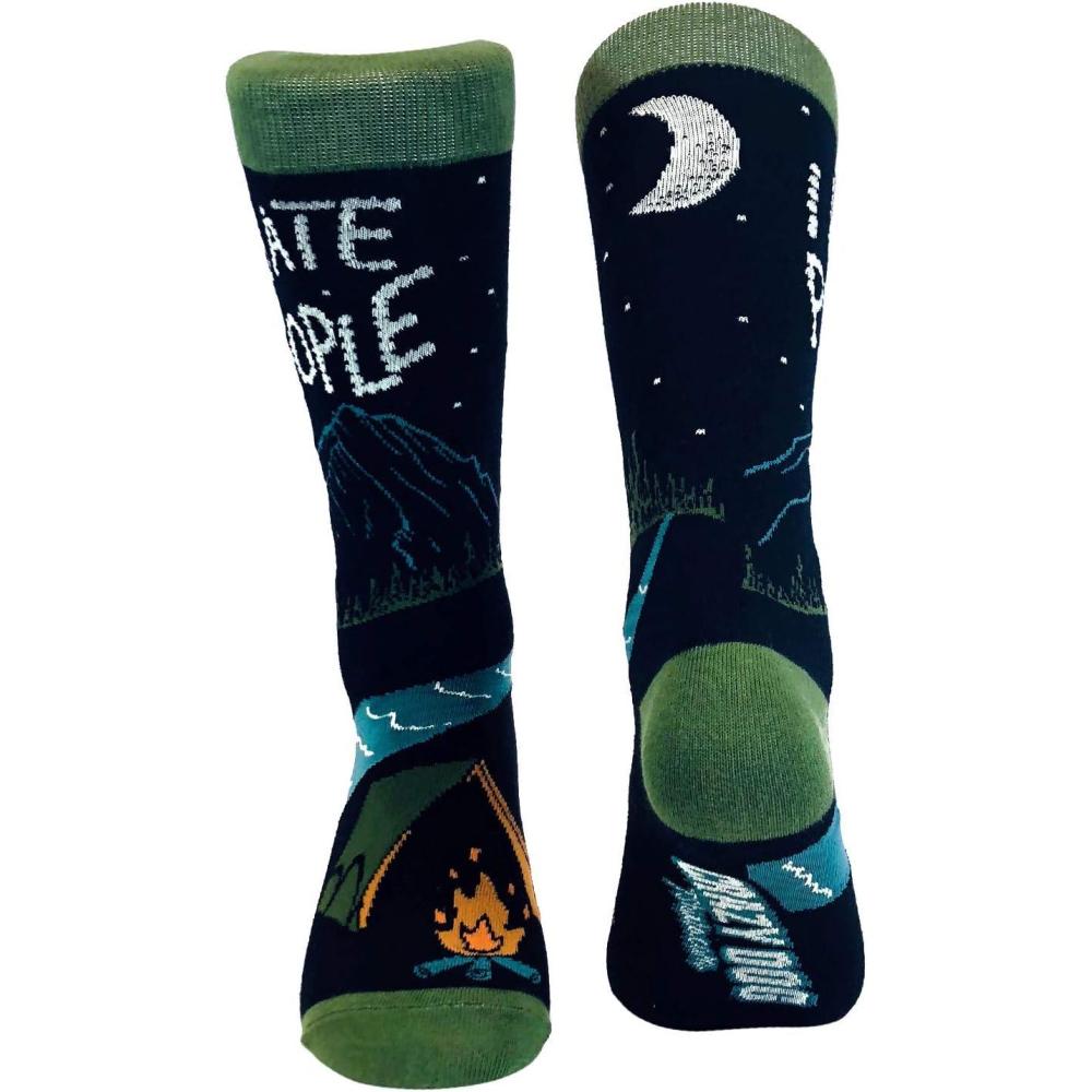 imageI Hate People Socks Funny Camping Sarcastic Introvert Outdoor Cool Joke Sock Black Mens 712