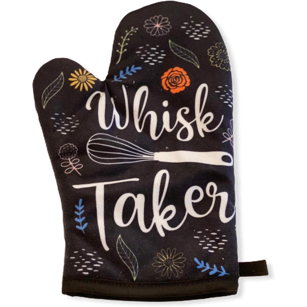 imageWhisk Taker Funny Kitchen Cooking Baking Graphic Novelty Kitchen Accessories Funny Graphic Kitchenwear Cool Food Novelty Cookware Black Oven MittOven Mitt