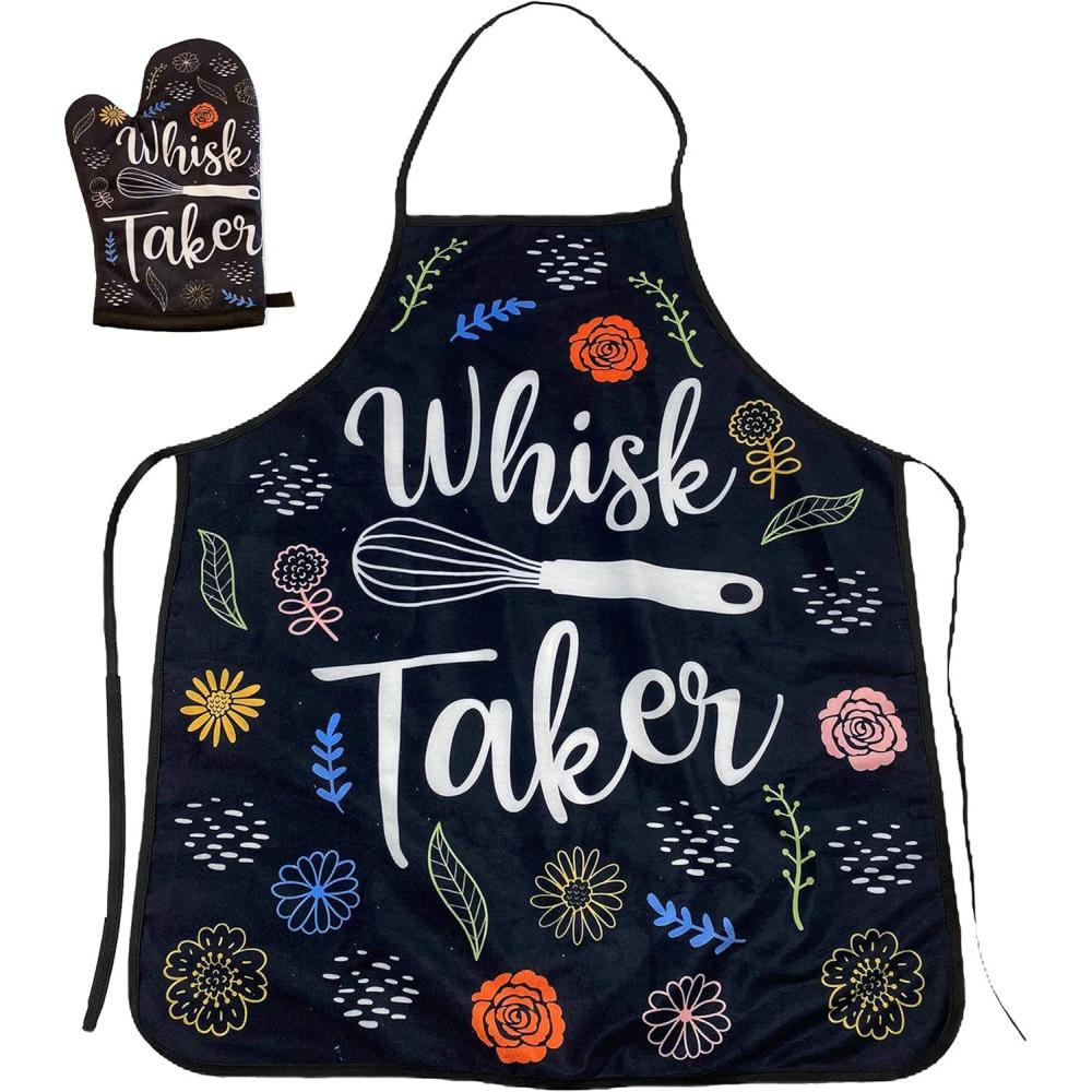 imageWhisk Taker Funny Kitchen Cooking Baking Graphic Novelty Kitchen Accessories Funny Graphic Kitchenwear Cool Food Novelty Cookware Black Oven MittOven Mitt Apron