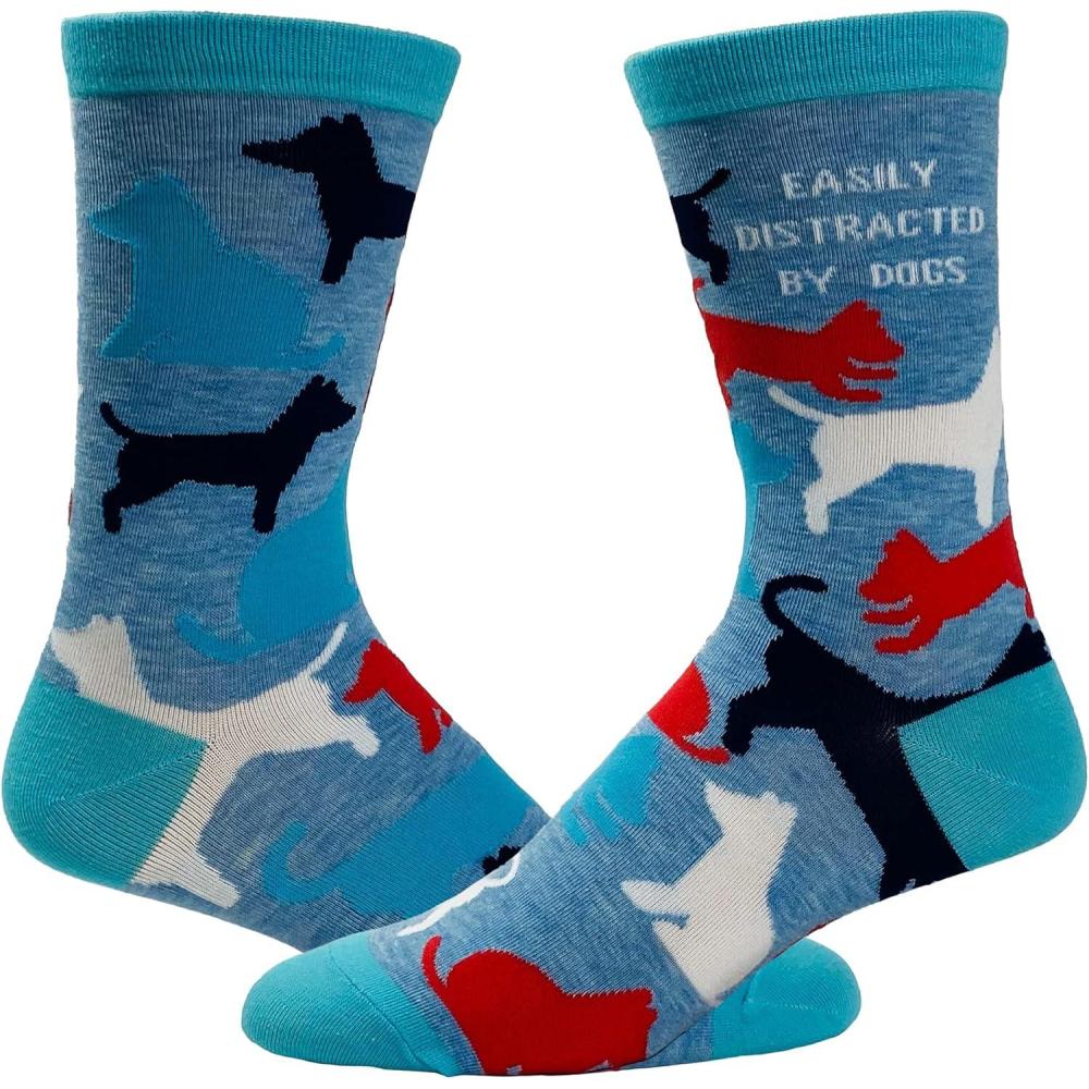imageWomens Easily Distracted By Dogs Socks Funny Pet Puppy Dog Lover Novelty Footwear