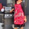 Crazy Dog T-Shirts The Girl With The Grill Apron Funny Backyard BBQ Grilling Kitchen Smock