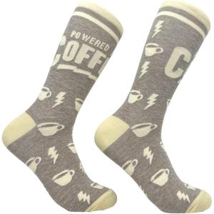 Crazy Dog T-Shirts Funny Coffee Socks for Men – Powered by Coffee Crew Socks – Comfy Cotton Gift for Caffeine Lovers & Baristas