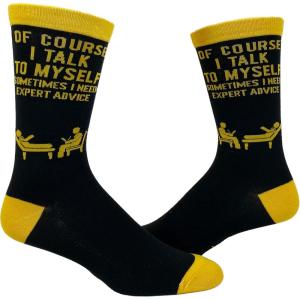 Crazy Dog T-Shirts Funny Cool Graphic Novelty Crew Socks for Men(Talk to Myself)