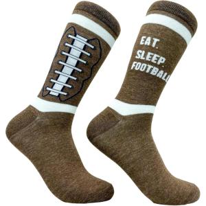 Crazy Dog T-Shirts Mens Funny Football Socks With Awesome Graphics For Men(Eat Sleep Football)