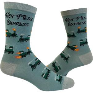 Crazy Dog T-Shirts Women’s Hot Mess Express Socks Funny Train Hungover Party Sarcastic Graphic Novelty Footwear