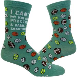 Crazy Dog T-Shirts Women’s I Can’t My Kid Has Practice Socks Funny Parenting Sports Mom Soccer Baseball Footwear