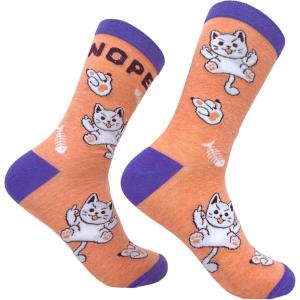 Crazy Dog T-Shirts Women’s Nope Cat Socks Funny Offensive Kitten Middle Finger Novelty Footwear
