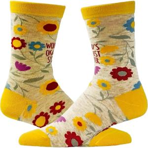 Crazy Dog T-Shirts Womens Worlds Okayest Sister Sock Funny Cute Sibiling Love Footwear
