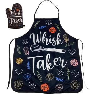 Whisk Taker Funny Kitchen Cooking Baking Graphic Novelty Kitchen Accessories Funny Graphic Kitchenwear Cool Food Novelty Cookware Black Oven Mitt(Oven Mitt + Apron)