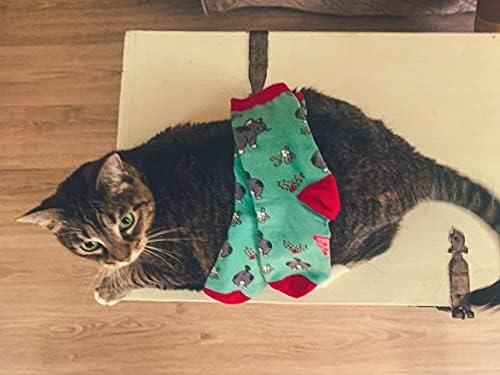 imageCrazy Dog TShirts Funny Christmas Socks for Men Holiday Crews with Sarcastic Designs for XmasCat Butt