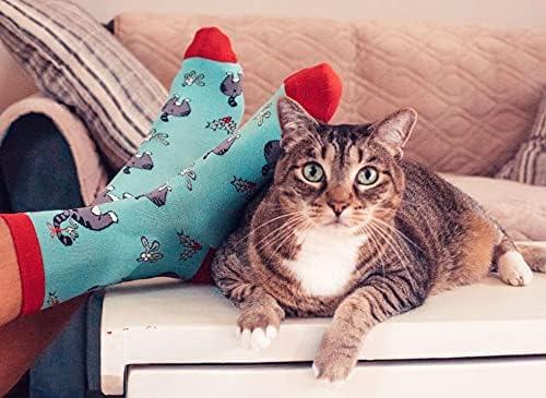 imageCrazy Dog TShirts Funny Christmas Socks for Men Holiday Crews with Sarcastic Designs for XmasCat Butt