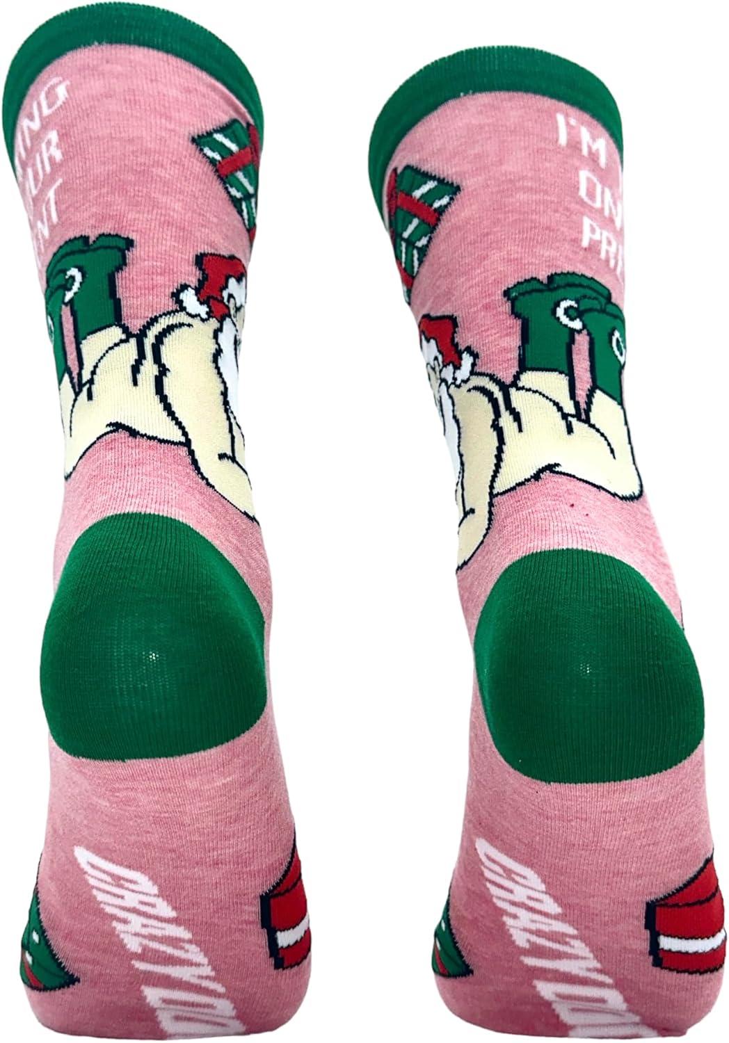 imageCrazy Dog TShirts Funny Christmas Socks for Men Holiday Crews with Sarcastic Designs for XmasLaying on Your Present