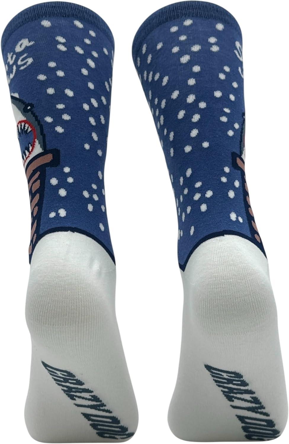 imageCrazy Dog TShirts Funny Christmas Socks for Men Holiday Crews with Sarcastic Designs for XmasSanta Jaws