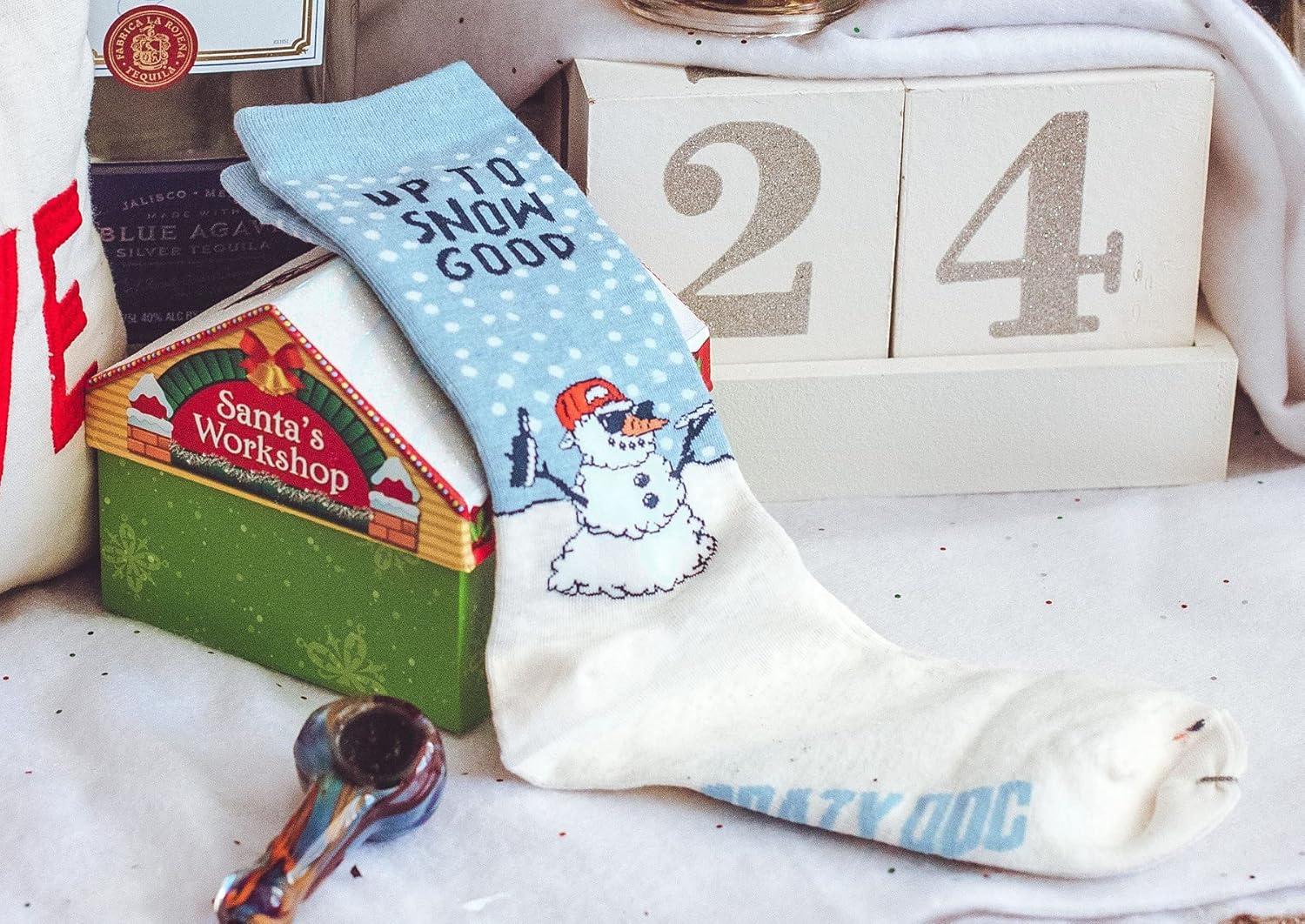 imageCrazy Dog TShirts Funny Christmas Socks for Men Holiday Crews with Sarcastic Designs for XmasSnow Good