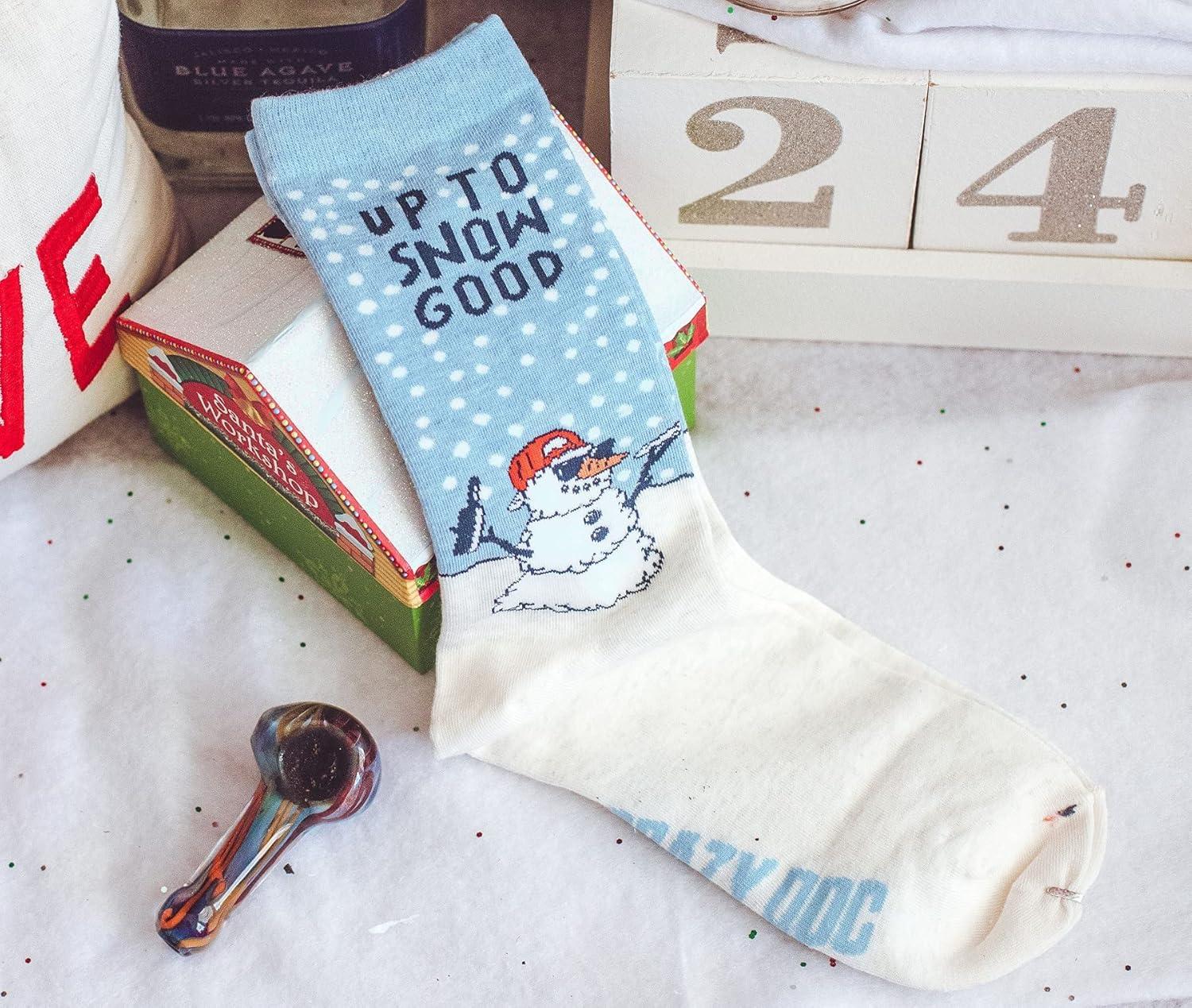 imageCrazy Dog TShirts Funny Christmas Socks for Men Holiday Crews with Sarcastic Designs for XmasSnow Good