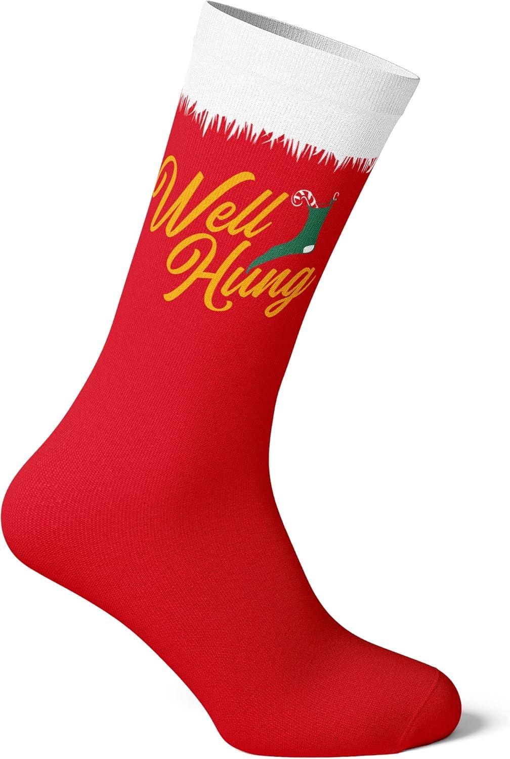 imageCrazy Dog TShirts Funny Christmas Socks for Men Holiday Crews with Sarcastic Designs for XmasWell Hung