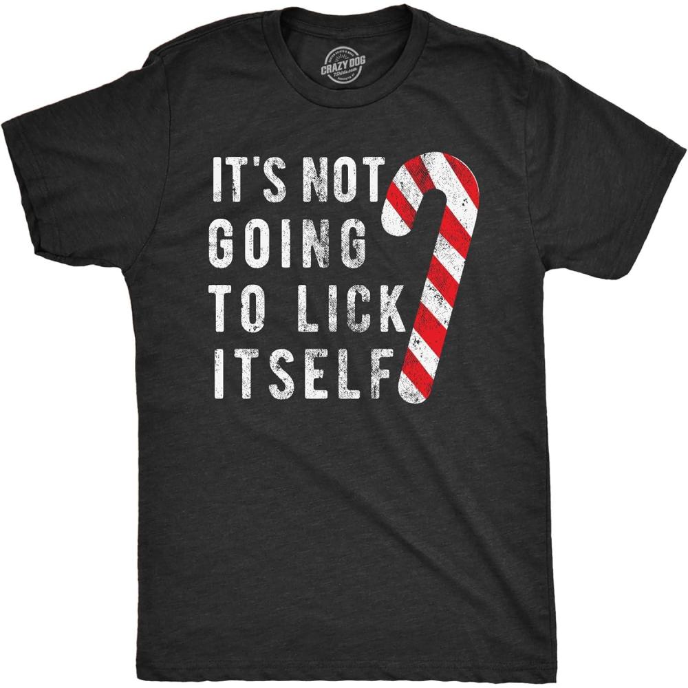 imageFunny Christmas Shirts for Adults Sarcastic Holiday Party Tees for MenHeather Black Lick Itself