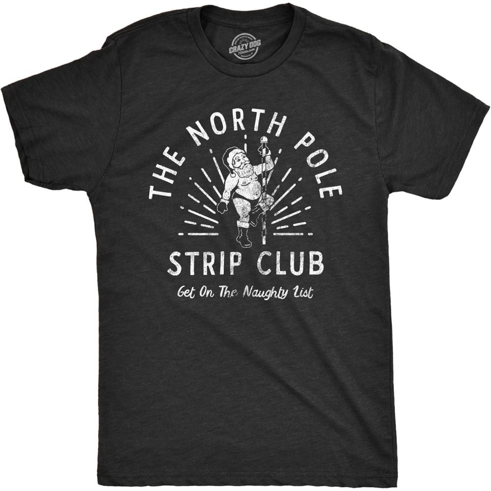 imageFunny Christmas Shirts for Adults Sarcastic Holiday Party Tees for MenHeather Black Strip Club