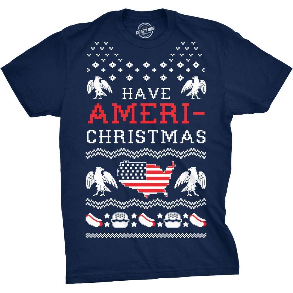 imageFunny Christmas Shirts for Adults Sarcastic Holiday Party Tees for MenHeather Navy Americhristmas