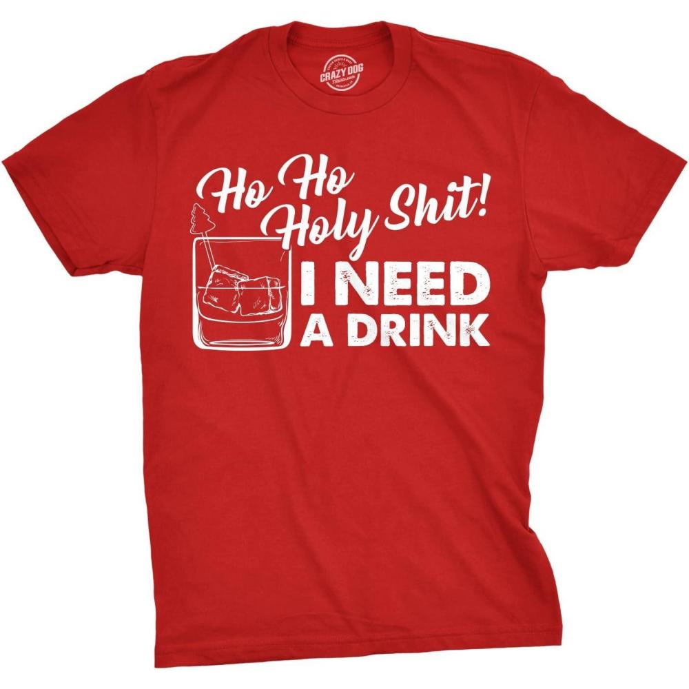 imageFunny Christmas Shirts for Adults Sarcastic Holiday Party Tees for MenHeather Red Ho Ho Drink