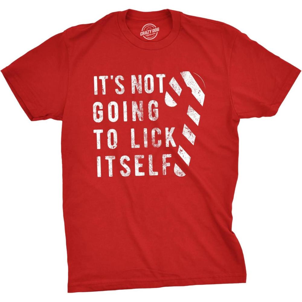 imageFunny Christmas Shirts for Adults Sarcastic Holiday Party Tees for MenHeather Red Lick Itself