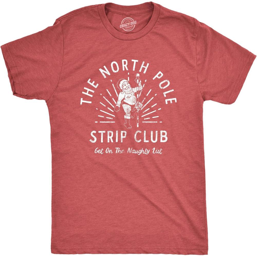 imageFunny Christmas Shirts for Adults Sarcastic Holiday Party Tees for MenHeather Red Strip Club
