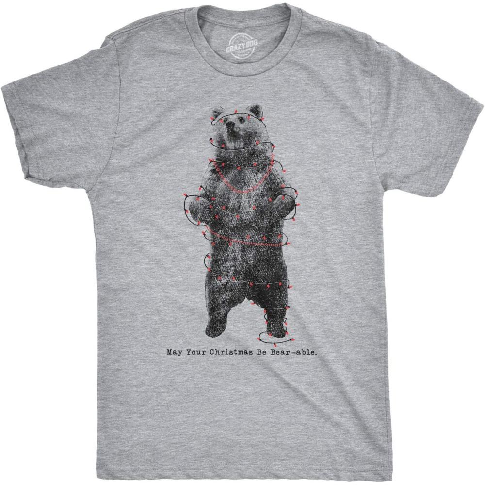 imageFunny Christmas Shirts for Adults Sarcastic Holiday Party Tees for MenLight Heather Grey Bearable
