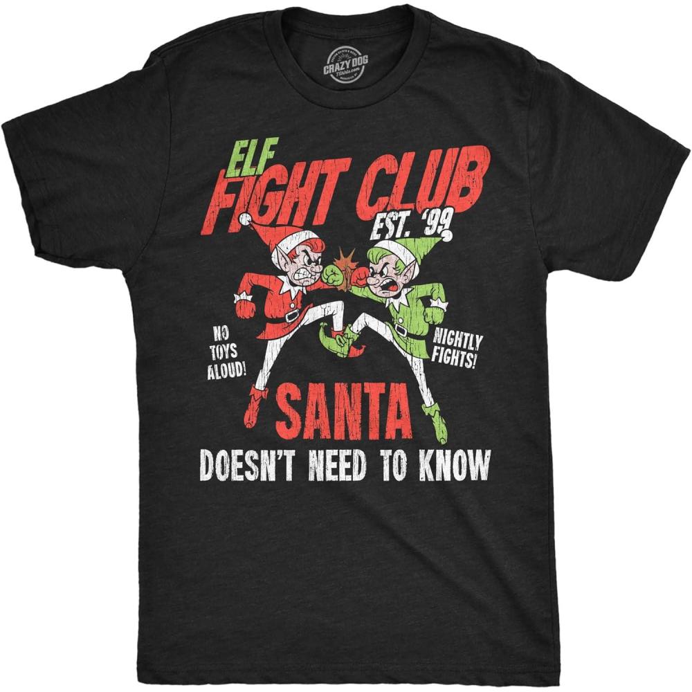 imageMens Funny T Shirts Elf Fight Club Sarcastic Christmas Graphic Novelty Tee for Men