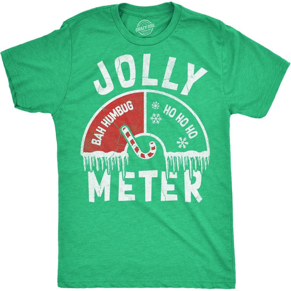 imageMens Funny T Shirts Jolly Meter Sarcastic Christmas Graphic Novelty Tee for Men