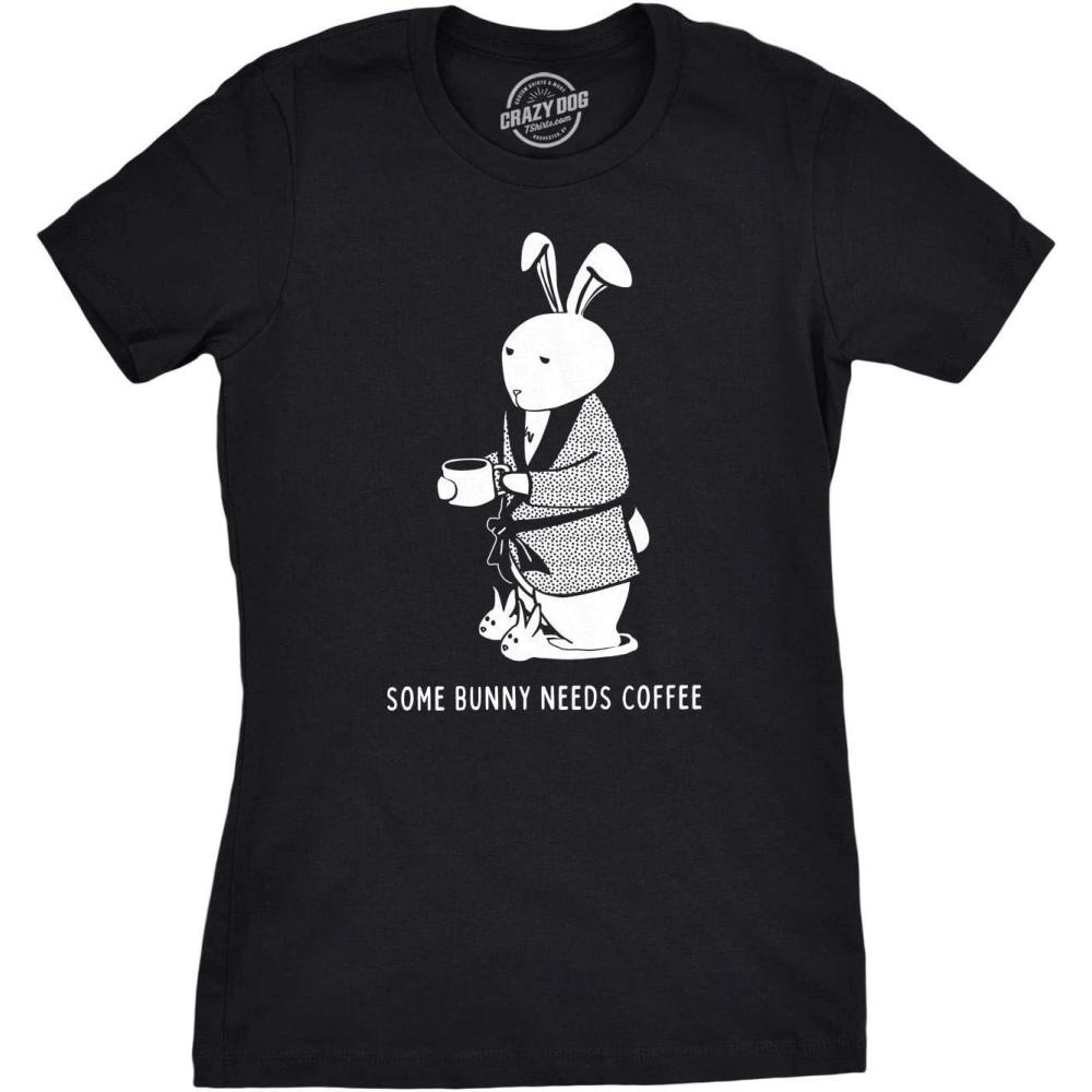 imageWomens Easter Shirts Funny Easter Candy Tees Chocolate and Candy Shirts for WomenHeather Black Bunny Coffee