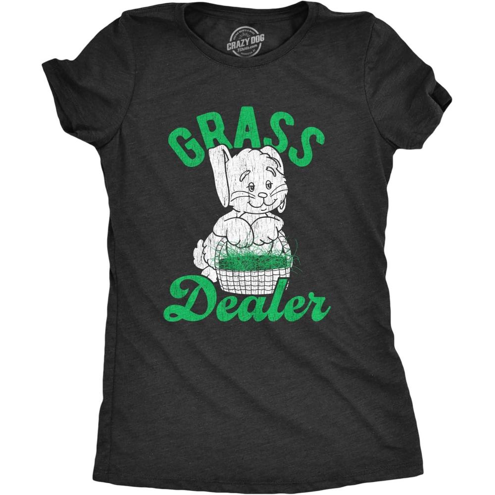 imageWomens Easter Shirts Funny Easter Candy Tees Chocolate and Candy Shirts for WomenHeather Black Grass Dealer