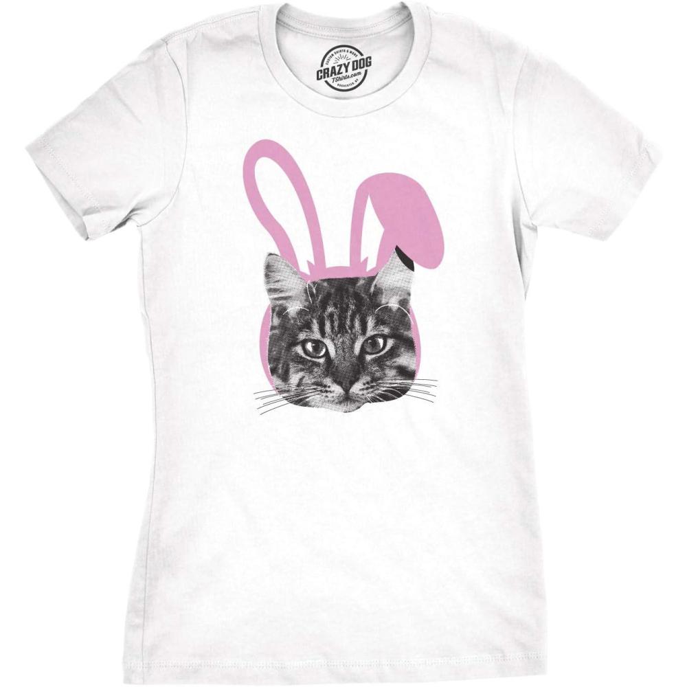 imageWomens Easter Shirts Funny Easter Candy Tees Chocolate and Candy Shirts for WomenWhite Easter Cat