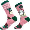Crazy Dog T-Shirts Funny Christmas Socks for Men Holiday Crews with Sarcastic Designs for Xmas(Laying on Your Present)