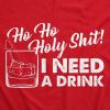Funny Christmas Shirts for Adults – Sarcastic Holiday Party Tees for Men(Heather Red – Ho Ho Drink)